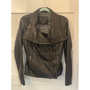 BOD & CHRISTENSEN Genuine Leather Jacket Women’s S Black Waterfall Moto Style